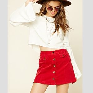 Red button up skirt